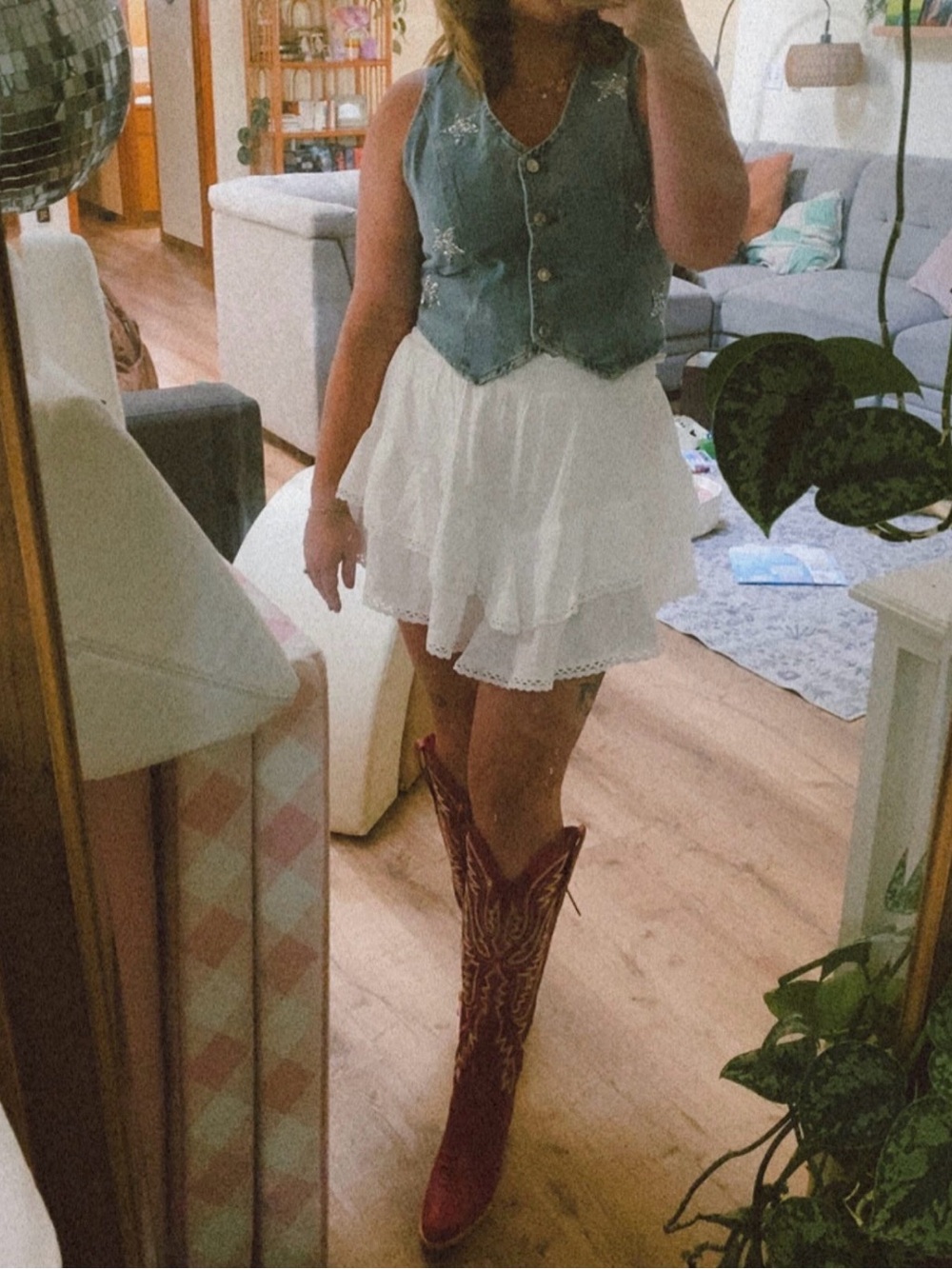 White Tiered Lace Mini Skirt - Women